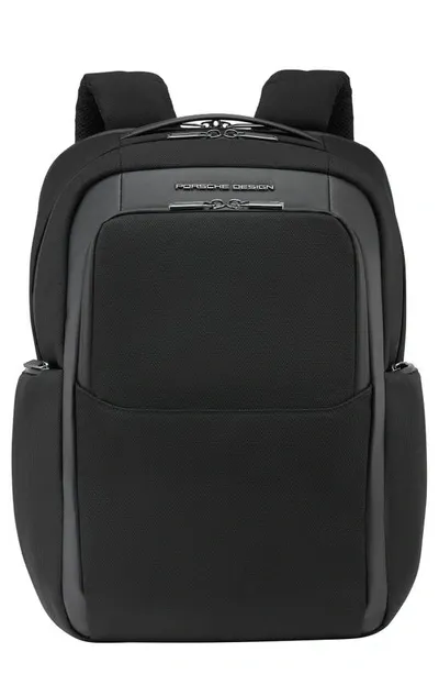 Porsche Design Roadster Large Water Resistant Nylon & Leather Backpack In Black