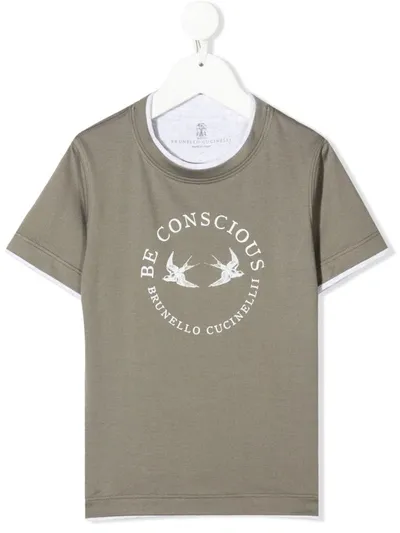 Brunello Cucinelli Teen Be Conscious Logo-print T-shirt In Green