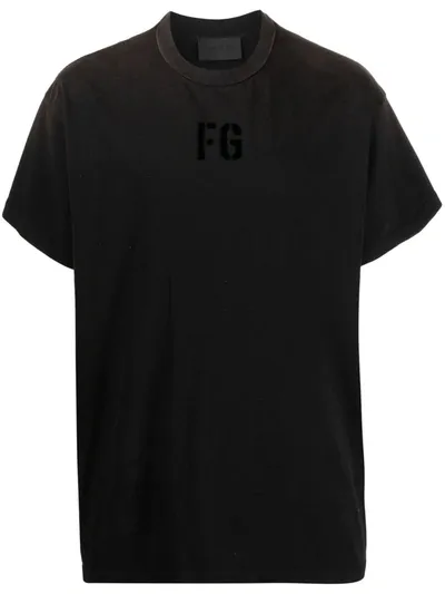 Fear Of God Monogram-print Cotton T-shirt In Vintage Black