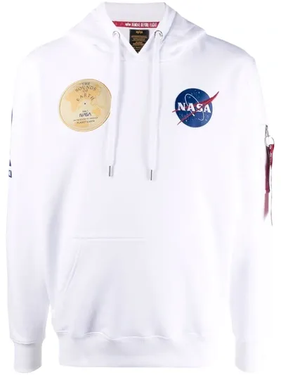 Alpha Industries Patch-detail Pullover Hoodie In White