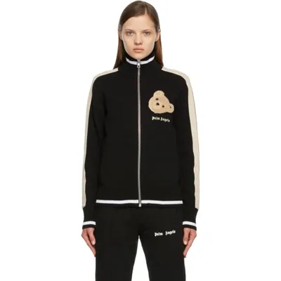 Palm Angels Chest Bear-print Track Jacket In Black Brown