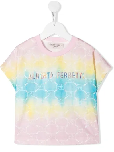 Alberta Ferretti Teen Logo-print Tie-dye T-shirt In Multicolor