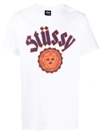 Stussy City Seal Logo-print Cotton-jersey T-shirt In White