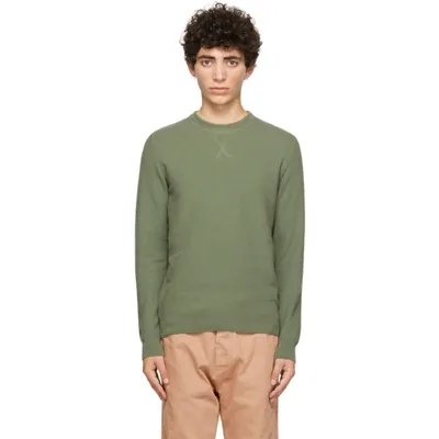 Sunspel Crew Neck Long Sleeve Sweater In Grün