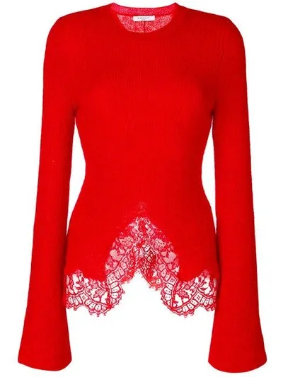 Givenchy Red Lace Trim Knitted Jumper