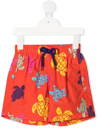 Vilebrequin Moorea Swim Short Ronde Des Tortues Multicolor In Red