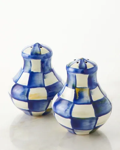 Mackenzie-childs Royal Check Enamel Salt & Pepper Shaker Set