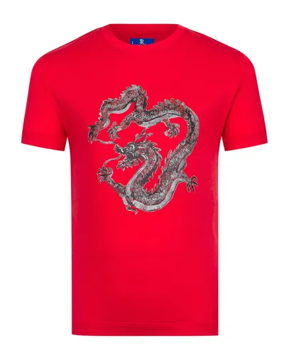 Stefano Ricci Kids' Boy's Dragon Printed Short-sleeve T-shirt In Red