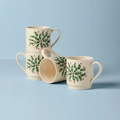 Lenox Hosting The Holidays 4-piece Stackable Mug Set In Ivory