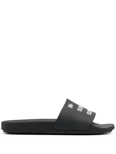 Rick Owens Drkshdw Text-print Slides In Black