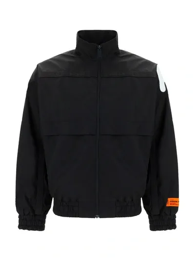 Heron Preston Logo Print Windbreaker Jacket In Black