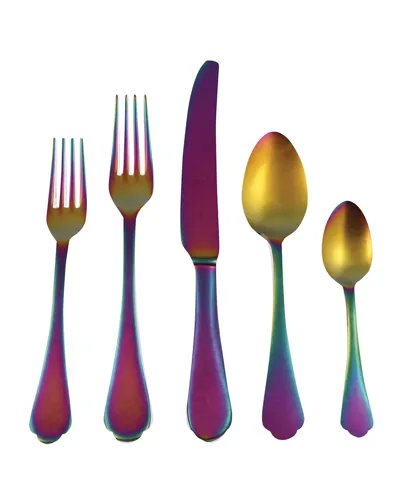 Mepra Dolce Vita Pewter Rainbow 5-piece Flatware Set In Multi