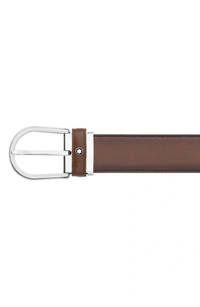 Montblanc Horseshoe Leather Buckle Belt In Brown