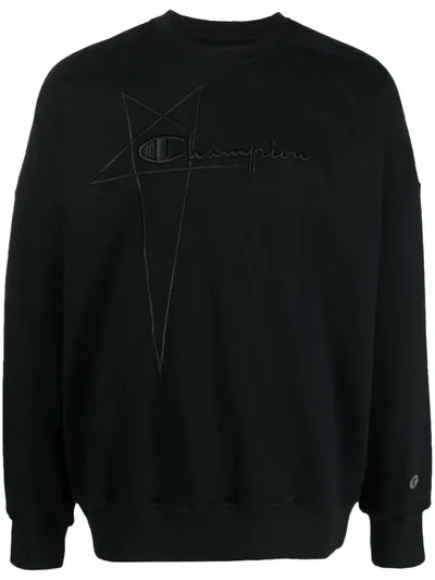 Rick Owens X Champion Black X Champion Embroidered Logo Sweatshirt