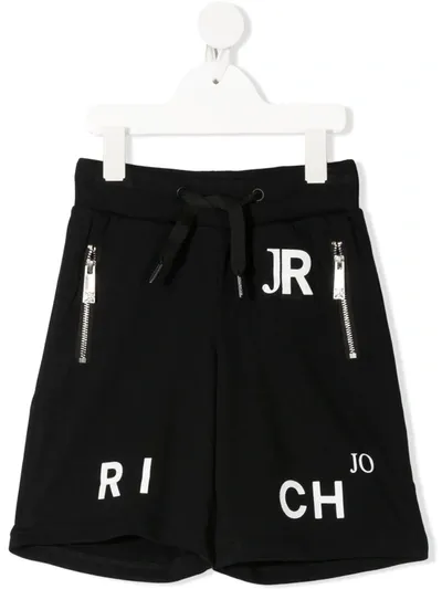 John Richmond Junior Logo-print Cotton Track Shorts In Black