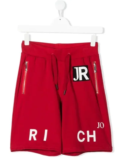 John Richmond Junior Teen Graphic-print Cotton Track Shorts In Red