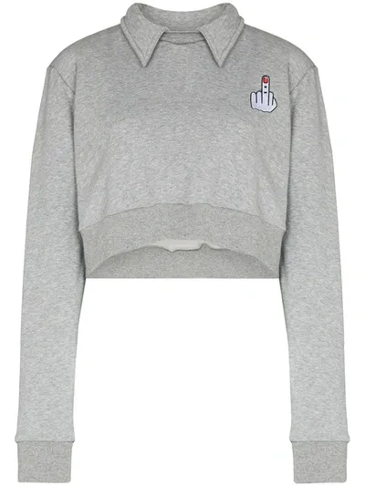 Natasha Zinko Wings Detail Cropped Sweatshirt In Grau