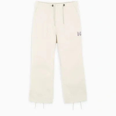 Needles White Cotton Cargo Trousers