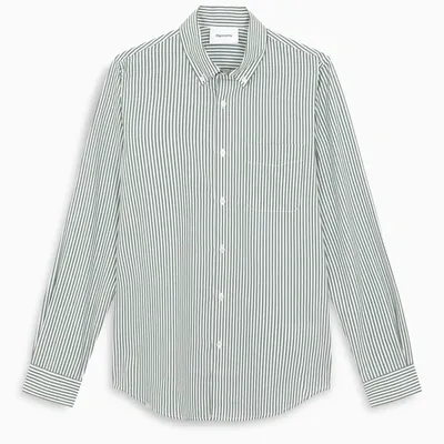 Harmony Paris Dark Green Striped Cotton Shirt