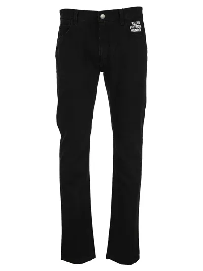 Raf Simons Black Denim Picture Patch Jeans