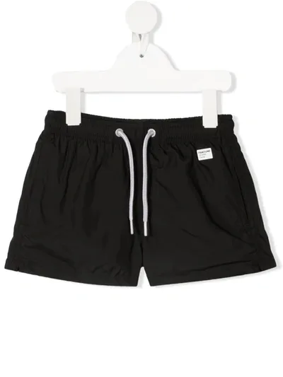 Mc2 Saint Barth Patch-detail Drawstring-waist Swim Shorts In Black