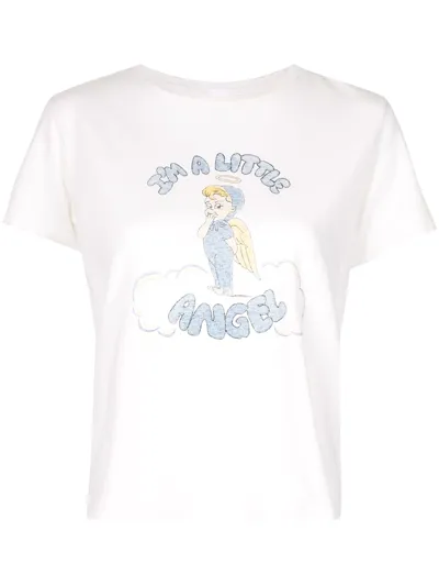 Re/done Little Angel Short-sleeved T-shirt In Vintage White