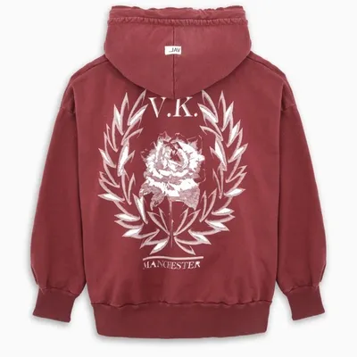 Val Kristopher Burgundy Hoodie With Print In Pink