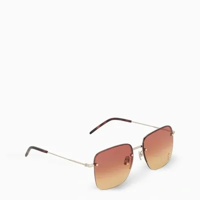 Saint Laurent Gold Logoed Sunglasses In Orange