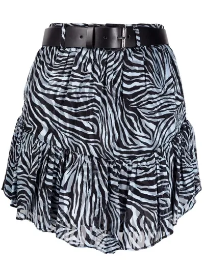 Michael Michael Kors Gathered Printed Fil Coupé Silk-blend Mini Skirt In Multicolor