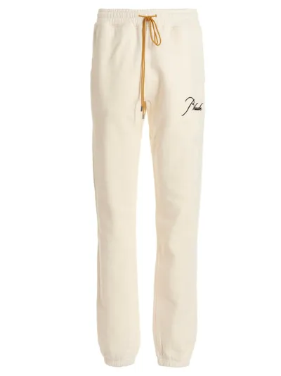 Rhude Jogging Pants With Embroidered Logo In White