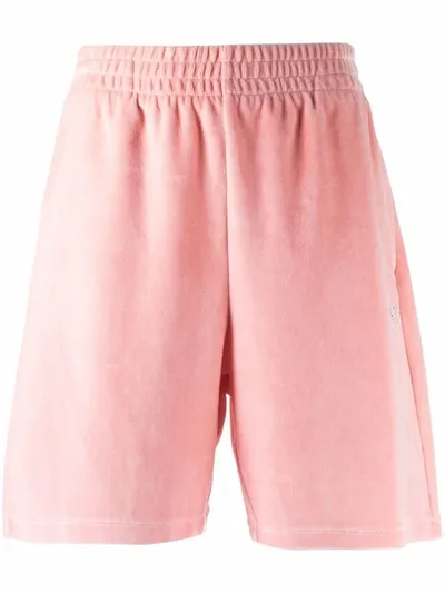 Alexander Wang T Rhinestone Embellished Logo Cotton Blend Shorts In Pink