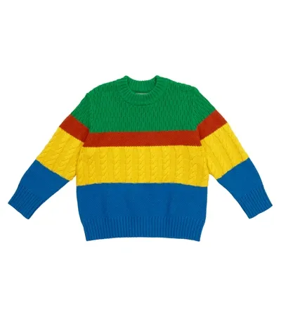 Stella Mccartney Kids' Colorblocked Fancy-knit Sweater In Green