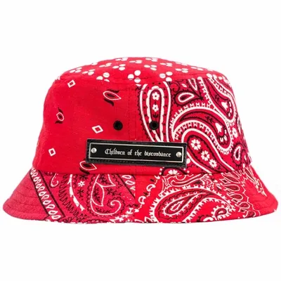 Children Of The Discordance Paisley Printed Bucket Hat In Red