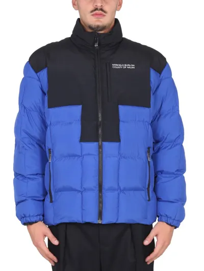 Marcelo Burlon County Of Milan Colour-block Puffer Jacket In Blue