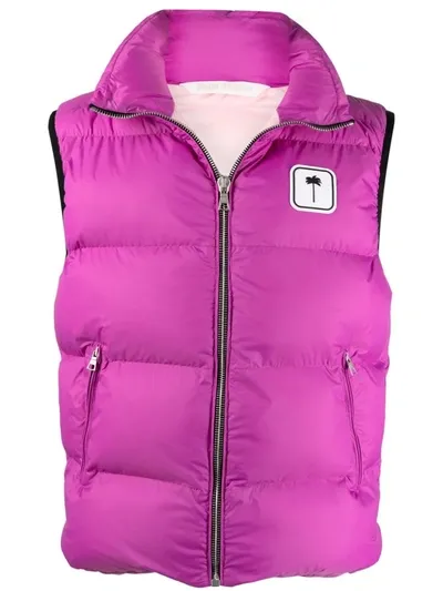 Palm Angels Fuchsia Pink Logo-patch Padded Gilet