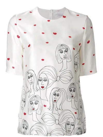 Victoria Victoria Beckham Graphic Print Blouse In White