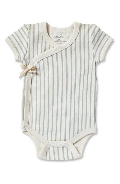 Pehr Kids' Stripes Away Organic Cotton Wrap Bodysuit In Sea