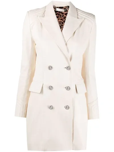 Philipp Plein Lamb Leather Long Coat Iconic Plein In Nude