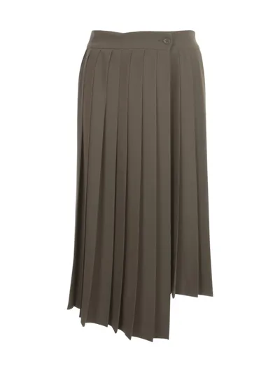 P.a.r.o.s.h Asymmetric Pleated Mini Skirt In Green