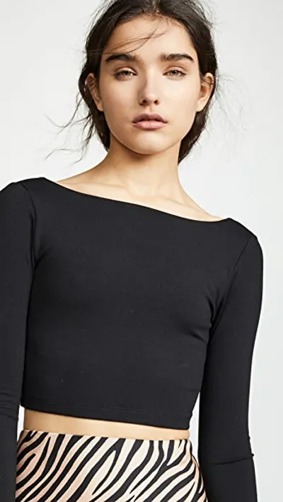 Susana Monaco Scoop Back Crop Top In Black