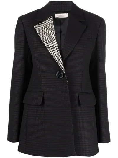 Nina Ricci Houndstooth-print Lapel Blazer In Schwarz