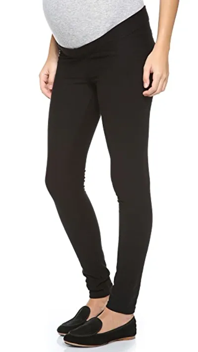 Plush Fleece Maternity Leggings In Black