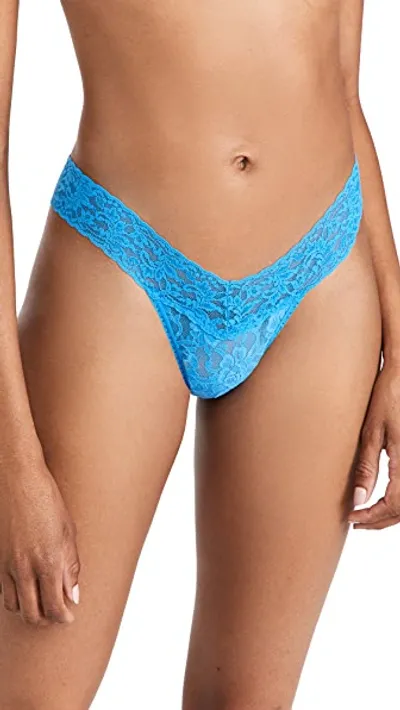 Hanky Panky Signature Lace Low Rise Thong In Blue