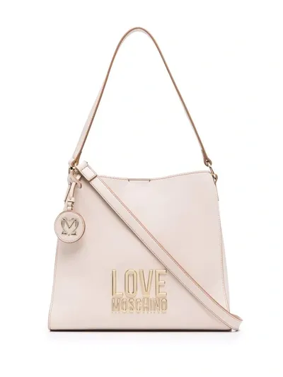 Love Moschino Gold Metal Logo Shoulder Bag In Black