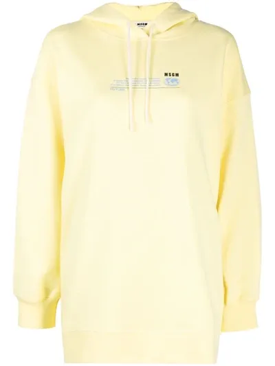 Msgm Fantastic Green Printed Cotton Hoodie In Yellow