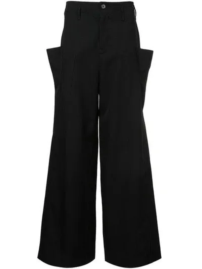 Jw Anderson Oversized Overlapped Side Pocket Pants In Black