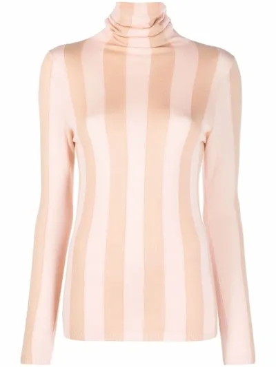 Zimmermann Striped Intarsia-knit Turtleneck Sweater In Blush Nude Stripe