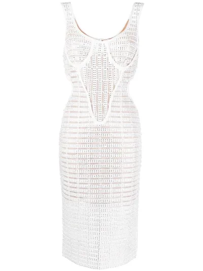 Genny Stud-embellished Bodycon Midi Dress In White