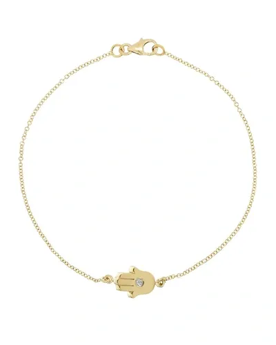 Jennifer Meyer 18k Yellow Gold Mini Hamsa Necklace With Diamond Detail