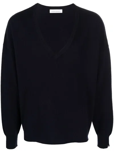 Extreme Cashmere V-neck Fine-knit Jumper In Blue